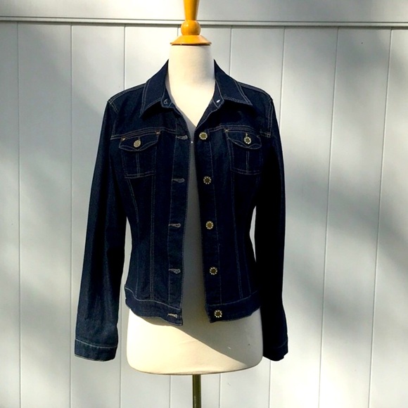 NWOT BACCINI Dark Denim Unlined Jean Jacket Size Medium - Picture 3 of 16